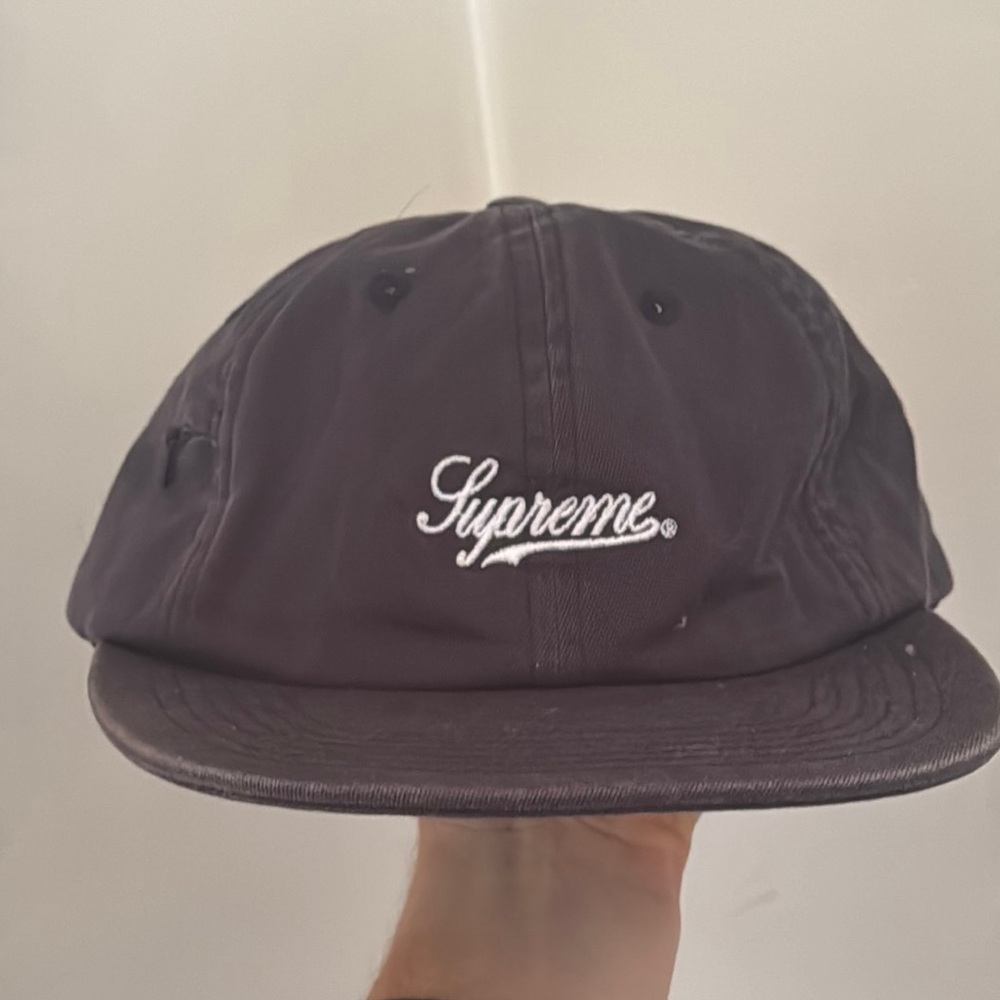 Supreme Navy Blue Cap with Brown Strap